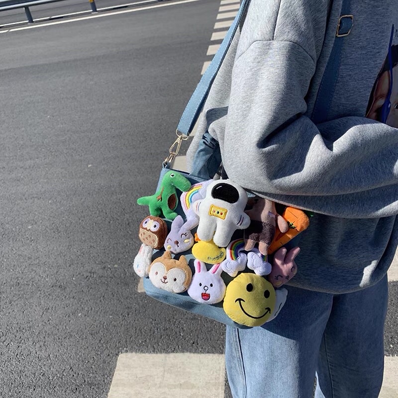 ✨💕Túi jeans đính nhiều gấu bông