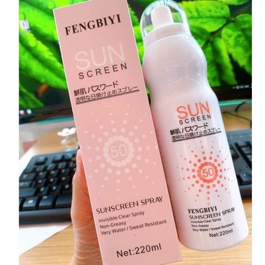 Xịt Chống Nắng ❤️𝑭𝒓𝒆𝒆𝒔𝒉𝒊𝒑❤️ Xịt Chống Nắng Nhau Thai Cừu Fengbiyi Sun Screen SPF 50 220ml Chính Hãng Nhật Bản