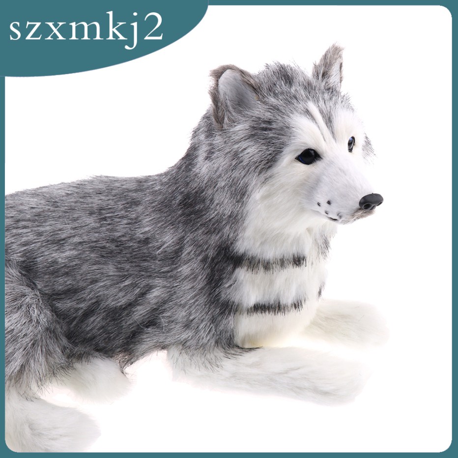 Mô Hình Chú Chó Husky Bằng Lông Nhân Tạo Dễ Thương Dùng Trang Trí Nhà Cửa 2