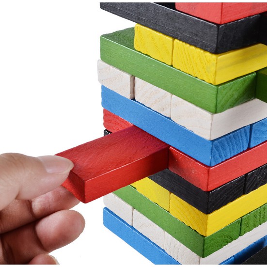 Đồ chơi rút gỗ màu 54 thanh lớn  - domino màu cho bé