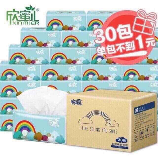 GÓI GIẤY LAU MIỆNG XIN MIER HAY GIẤY ĂN CẦU VỒNG 1 THÙNG TO