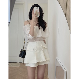 Set áo tơ trễ vai chân váy tapta 1526
