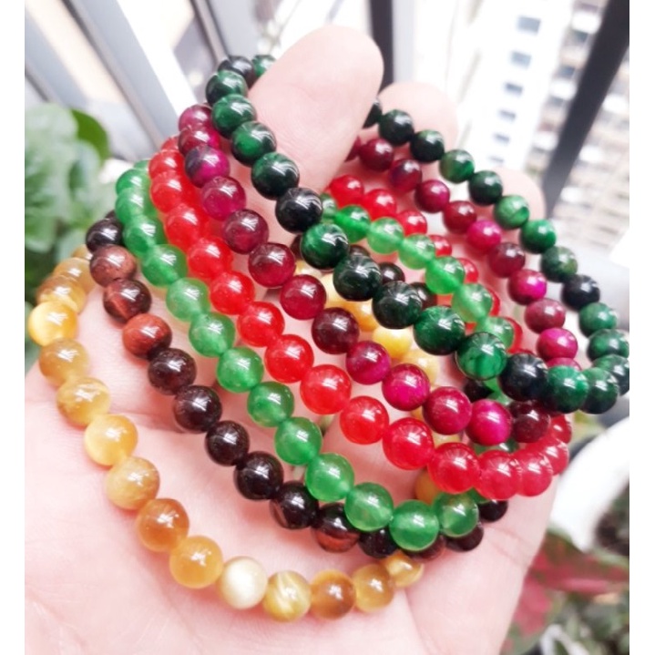 Vòng Đá Mắt Hổ Size 6Ly Đủ Màu, Vòng Phong Thủy Đá Mắt Hổ 6mm Mệnh Kim, Mộc, Thủy, Hỏa, Thổ