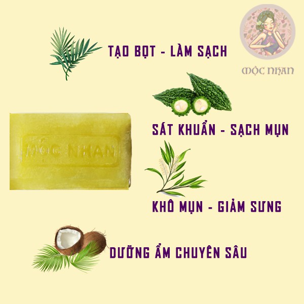 Xà bông nghệ, mướp đắng, handmade, thảo dược, thiên nhiên, sáng da, giảm mụn  chính hiệu MỘC NHAN 100g