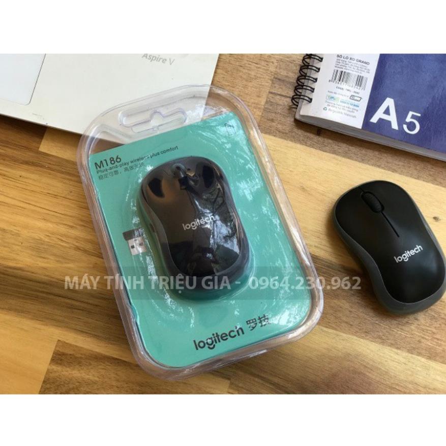 Chuột Không Dây Logitech M186 Nguyên Bản - Chính Hãng, Bảo Hành 12 Tháng, Lỗi 1 Đổi 1 Trong 7 Ngày