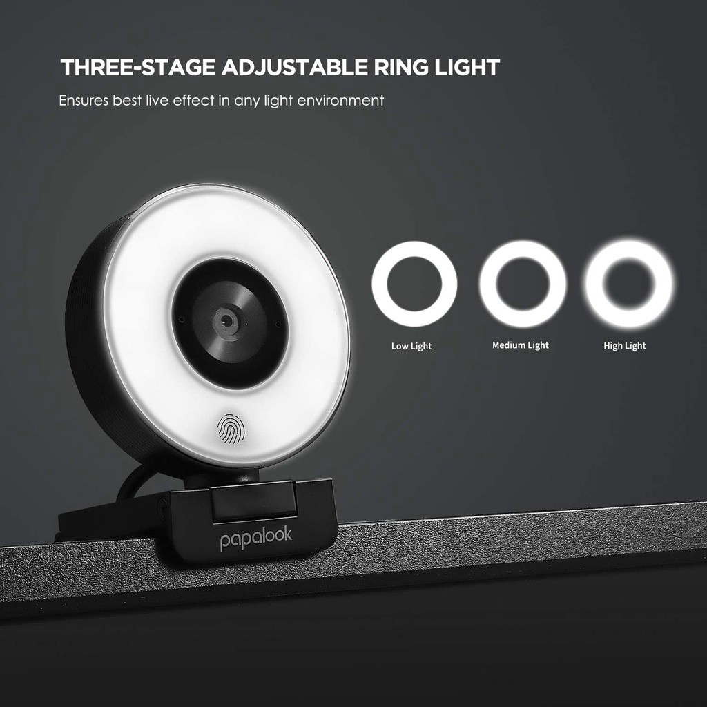 Webcam PAPALOOK PA552 phát trực tiếp game có vòng đèn FHD 1080p 30fps và micro kép + tripod cho Windows 7/8/10 Mac | BigBuy360 - bigbuy360.vn
