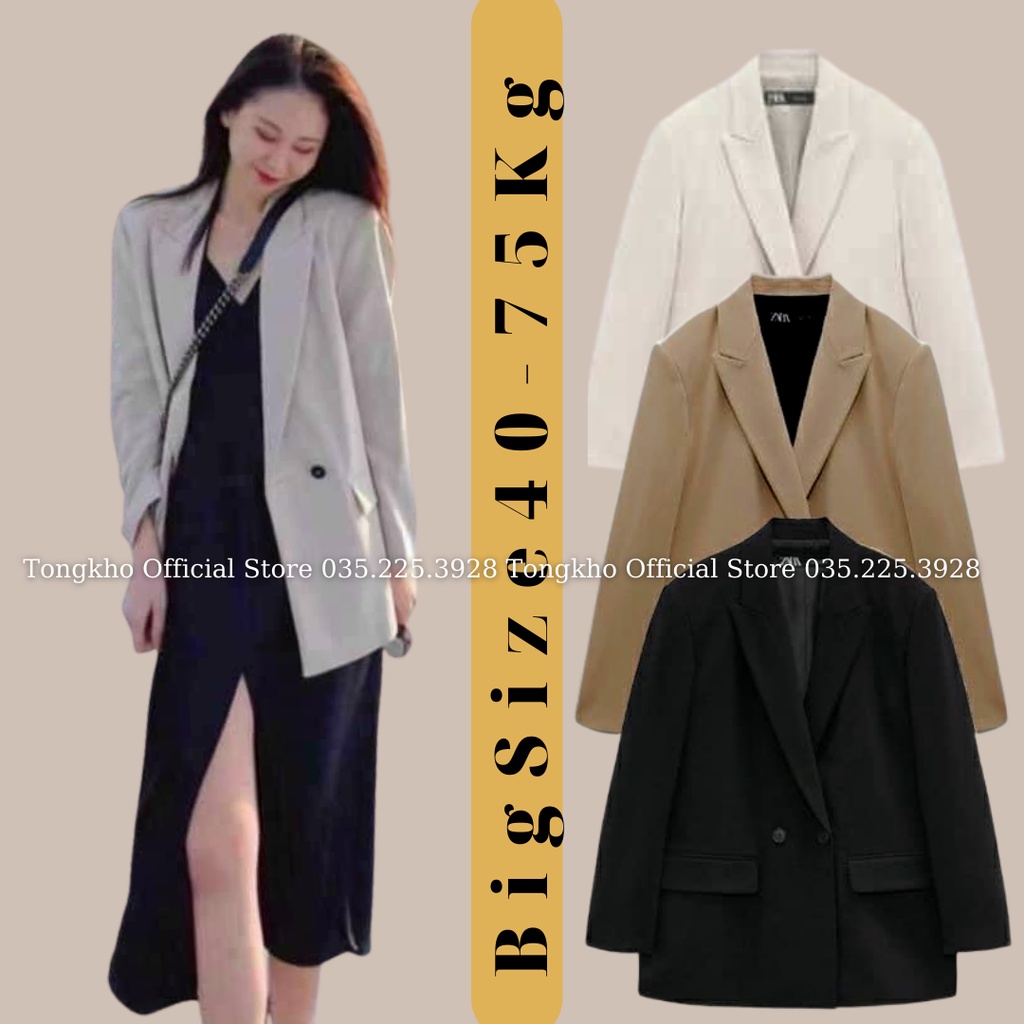 Áo blazer 2 lớp nữ BIGSIZE dài tay cổ vest có đệm vai phong cách hàn quốc 3936