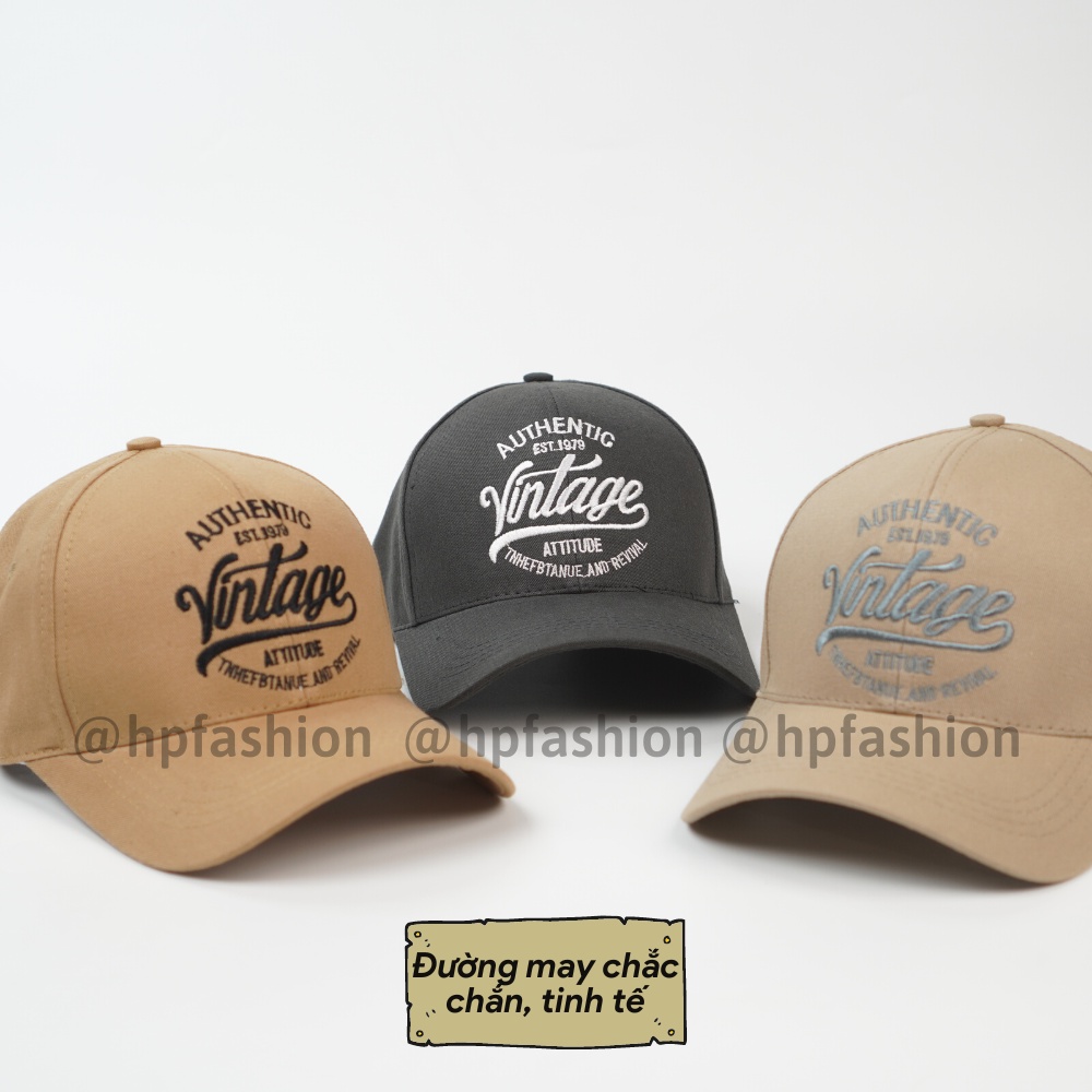 Mũ lưỡi trai ❤️ Nón kết thêu hình chữ Vintage chất kaki phong cách Ulzzang form unisex nam nữ N85 - Happy Style