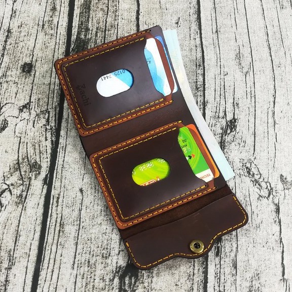 Bóp Ví Đứng Nam mini da bò handmade - VN211