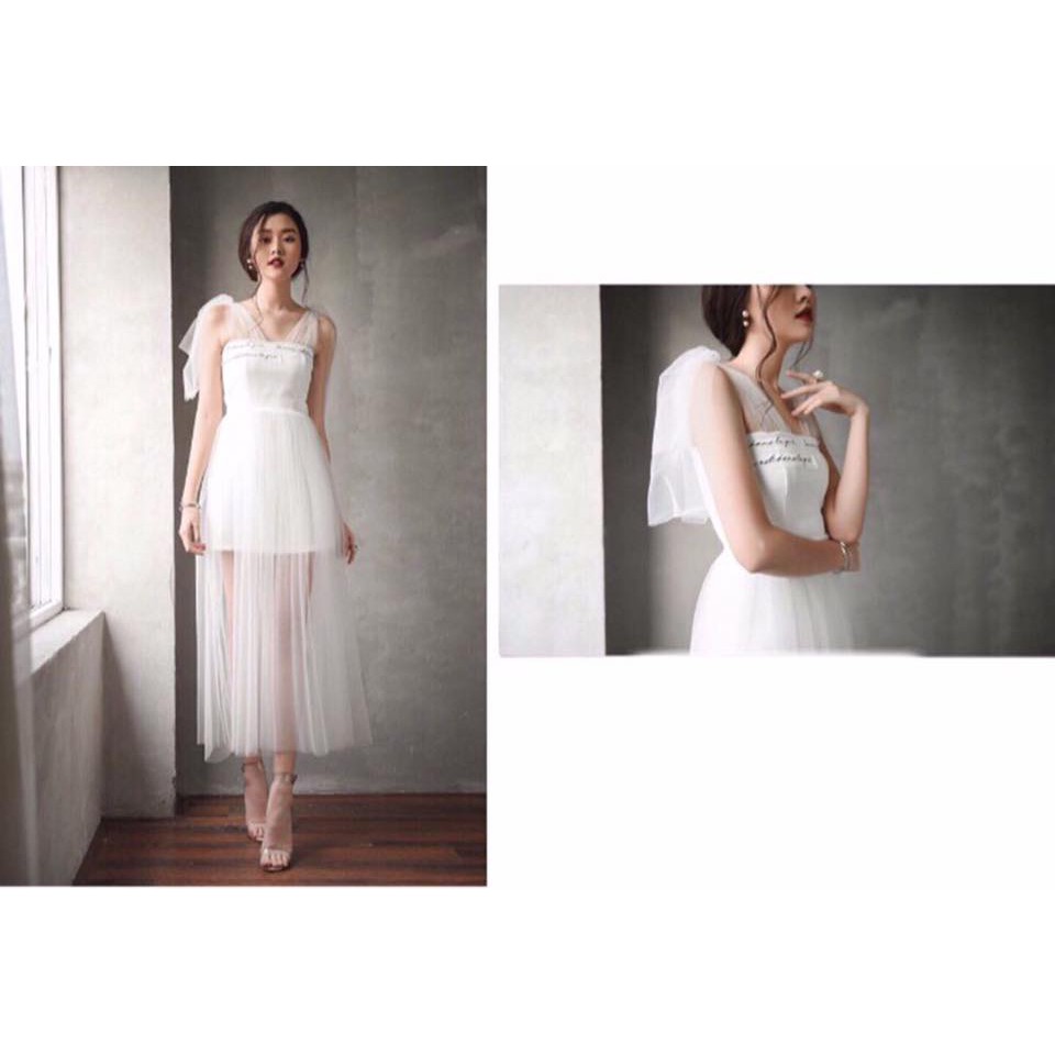 Đầm dự tiệc đi đám cưới, đầm ôm body phối voan lưới thời thượng Vanessa Dress kèm ảnh thật