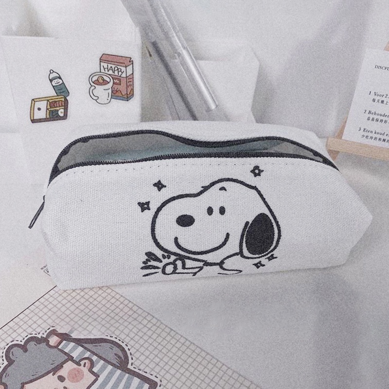 Túi Đựng Bút Bằng Vải Canvas In Hình Snoopy Xinh Xắn