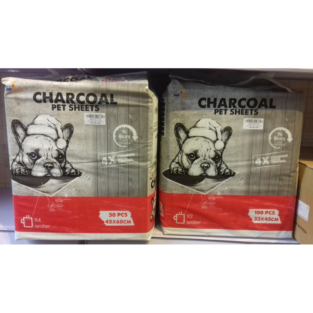 Bịch tấm lót vệ sinh than hoạt tính CHARCOAL 2 size (45x60cm - 50 miếng và 33x45cm - 100 miếng lót)