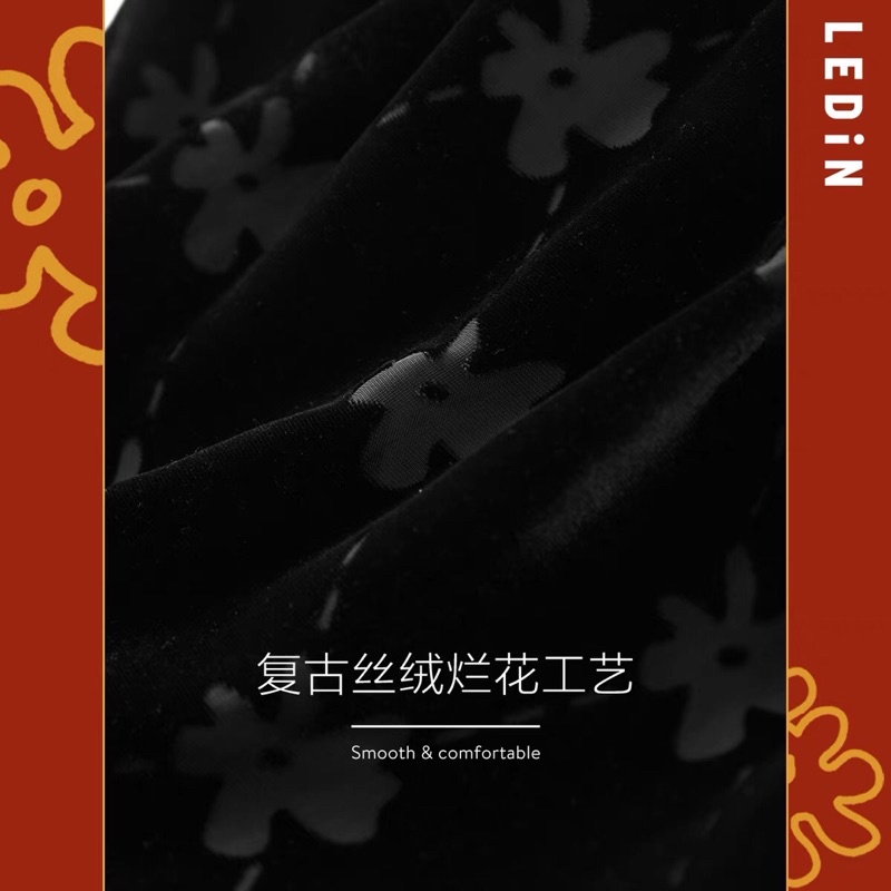 Đầm nhung đỏ Ledin