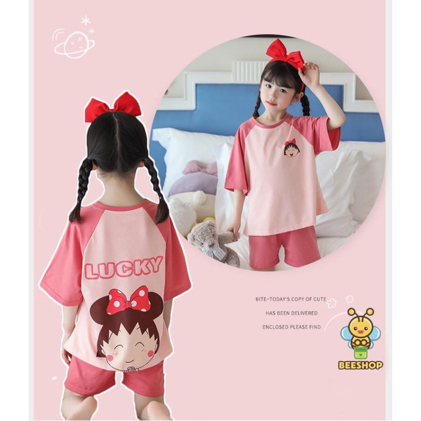 Đồ bộ cộc tay cho bé gái Set quần áo trẻ em chất cotton cao cấp Beeshop H23039