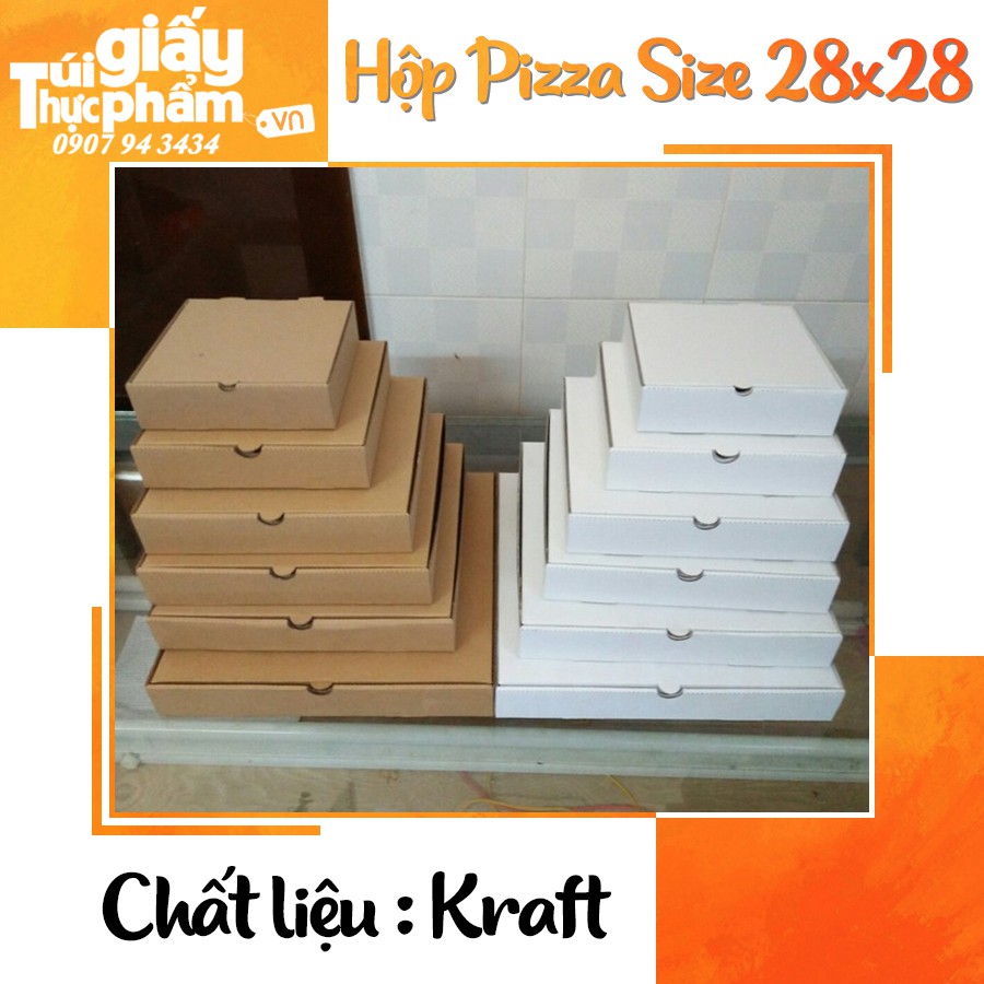 100 Hộp Pizza Kraft Size 28 cm (Ko in)