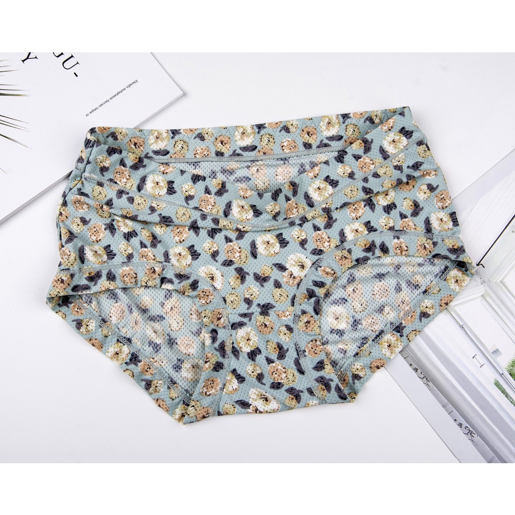Quần Lót Su Hoa Thông Hơi Cạp Cao 5084