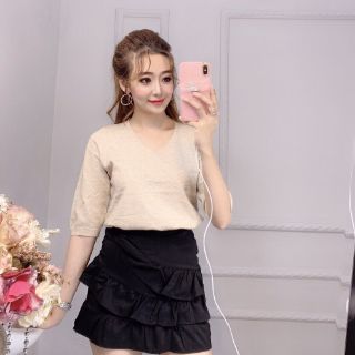 Áo len cổ V tay lỡ hàng nhập