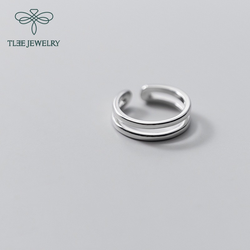 Nhẫn bạc TLEE trơn hai tầng mở đeo ngón út TleeJewelry A0234