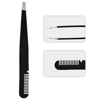 Nhíp tỉa lông mày/gấp miếng dán tạo mắt hai mí có lược chuốt bằng thép không gỉ