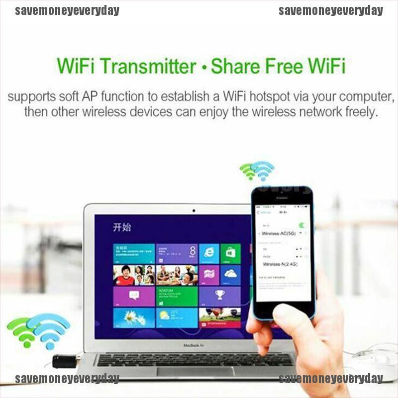 Đầu USB phát Wifi không dây 150Mbps hỗ trợ mạng Lan 802.11 cùng băng tần kép 2.4g / 5g