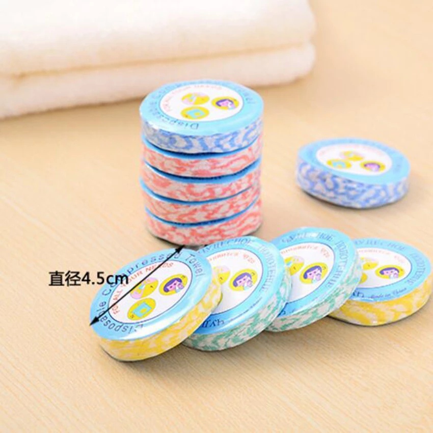 Bộ 5 cái khăn lau dạng nén bằng vải không dệt mềm mại dùng 1 lần cho du lịch
