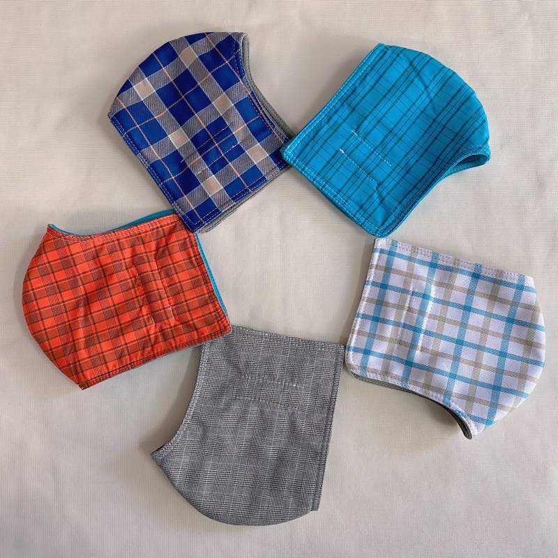 Set 5-10 cái khẩu trang che mang tai sọc caro cho nam nữ