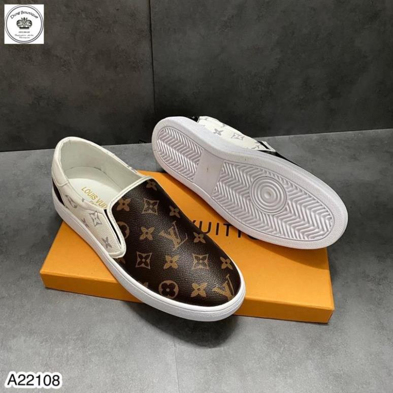 Giày lười nam Slip on hoạ tiết LV cao cấp hàng đẹp HOT