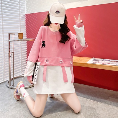 Áo sweater ZHELIHANGFEI tay dài dáng rộng thiết kế đơn giản dễ phối đồ hợp thời trang