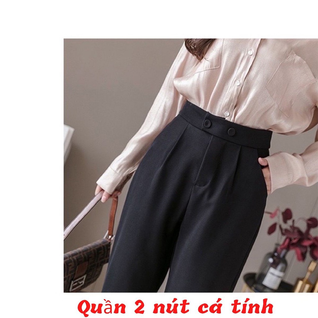 Quần baggy quần Tây nữ công sở , quần Tây học sinh lỡ khoá kéo 2 nút chất tuyết mưa