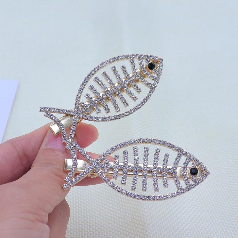 Kẹp Tóc Mái GALANO Kẹp Tóc Hàn Quốc Kim Loại Đính Đá Hình Con Cá Xinh Xắn FA-001278