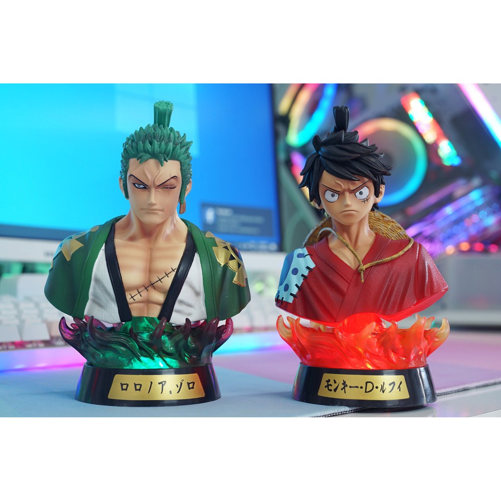 MÔ HÌNH BÁN THÂN LUFFY, ZORO, SANJI LED RGB 16CM