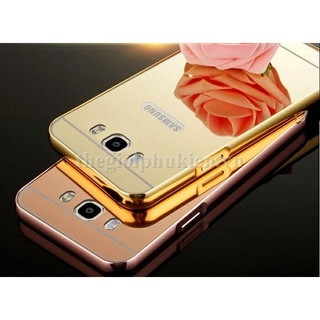 Ốp lưng Samsung Galaxy J7 2016 J710 bo tròn tráng gương viền kim loại