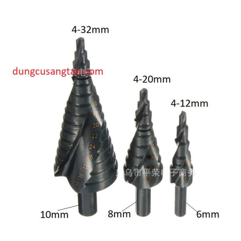 Mũi khoét multi loại xoắn trục tròn-mạ đen / mũi khoét đa năng