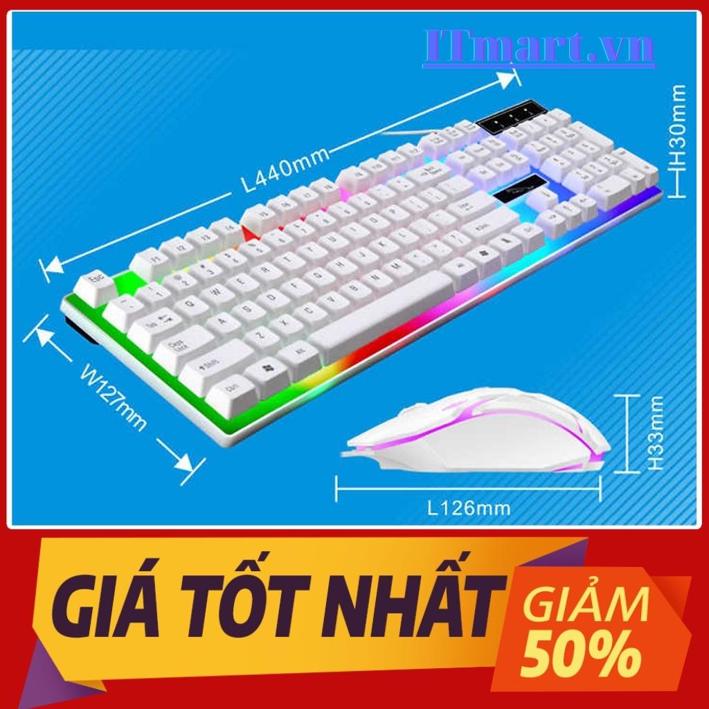Combo Phím Chuột Gaming Giả Cơ Chuyên Game G21B LED 7 Màu - Bàn phím cho PC Game Thủ