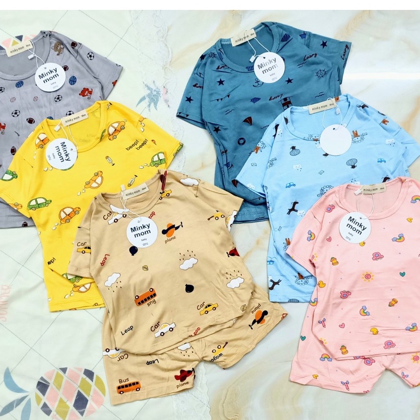 Bộ thun lạnh minky cộc tay Ô TÔ cho bé
