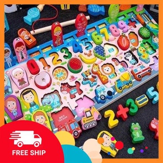 Bộ đồ chơi câu cá, ghép số bằng gỗ thông minh