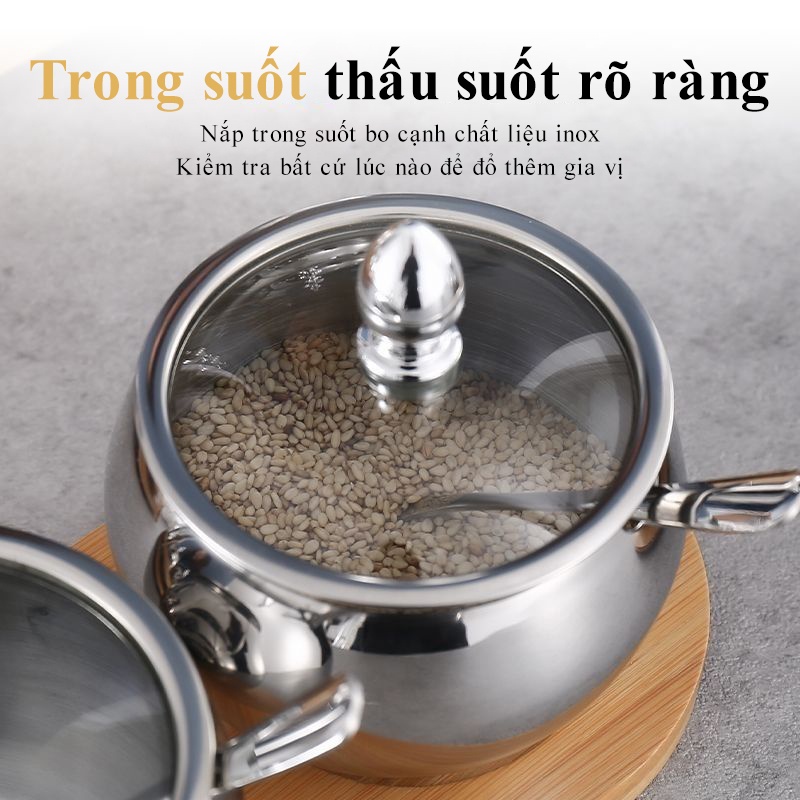 Chai gia vị bằng inox 304 đồ dùng nhà bếp đồ dựng gia vị lọ gia vị