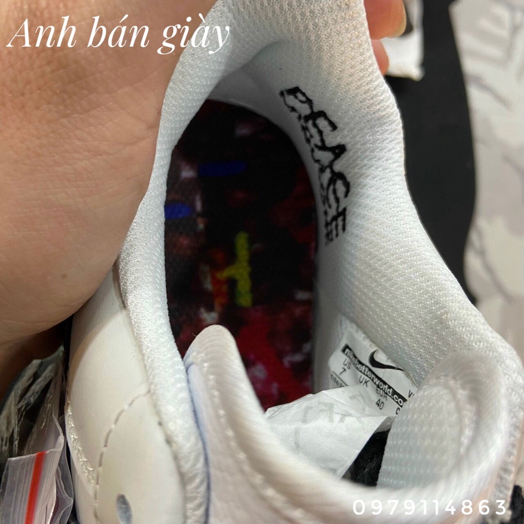 Giày Sneaker Nam Nữ - Giày Air Force 1 AF1 Trắng Hoa Cúc Sơn Đế Tróc Sơn Cổ Thấp