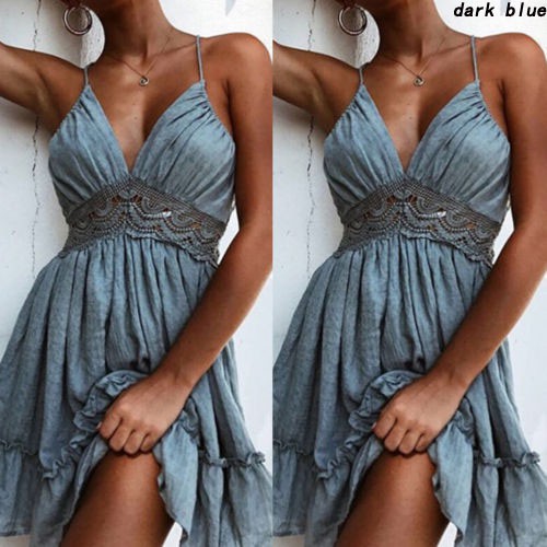 Đầm nữ hai dây phong cách boho thời trang quyến rũ