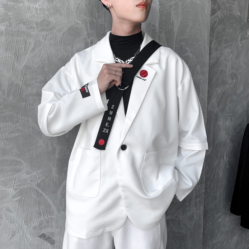 MARU BLAZER - WHITE (Áo vest thêu logo ZUNEZX) | BigBuy360 - bigbuy360.vn