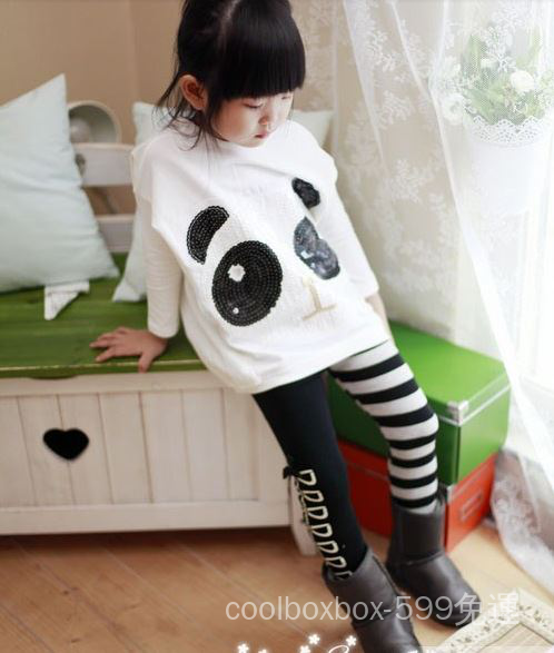 Quần Legging Kẻ Sọc Trắng Đen Cho Bé Gái 0337 Vt 9 A