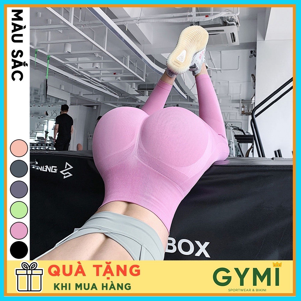 Quần tập gym yoga nữ chun mông GYMI QD37 dáng legging lưng cao nâng mông chất dệt dày dặn thể thao