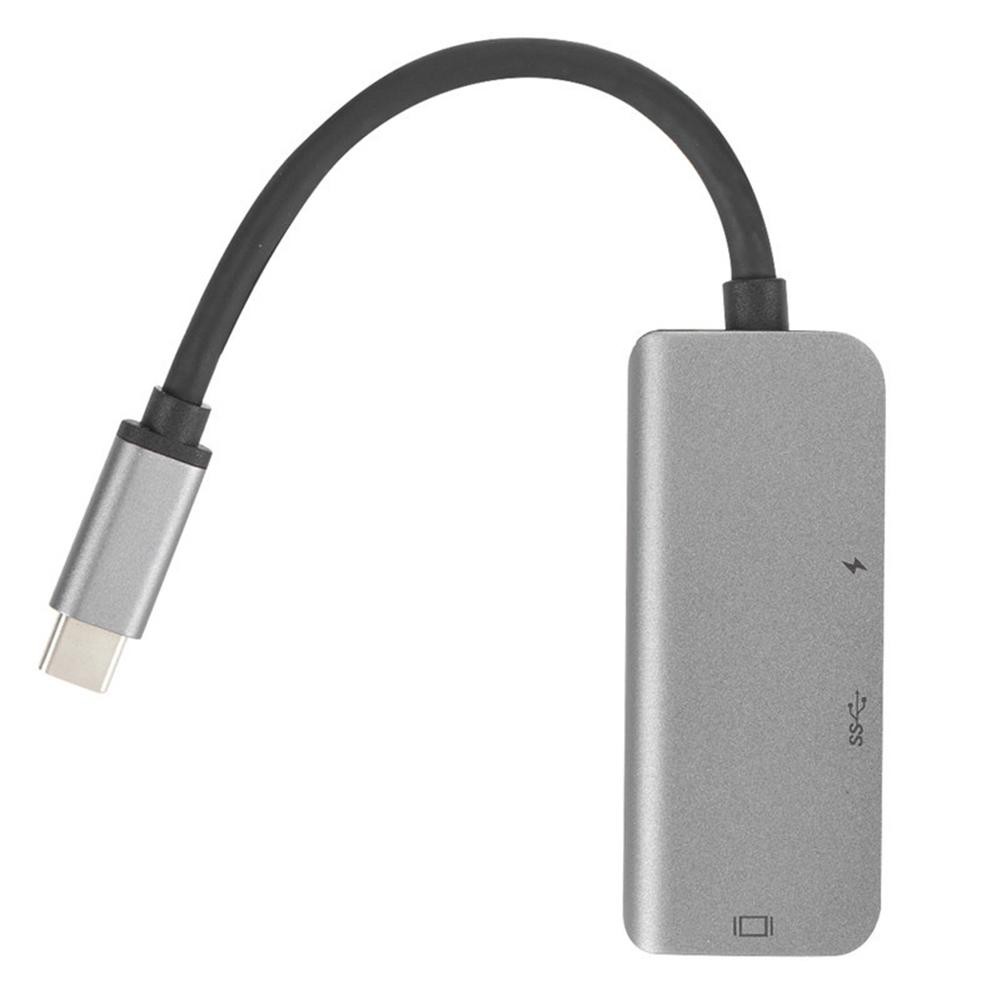 Bộ chia cổng USB type C 3 trong 1 bằng hợp kim nhôm 4K HDMI 3.0 DP