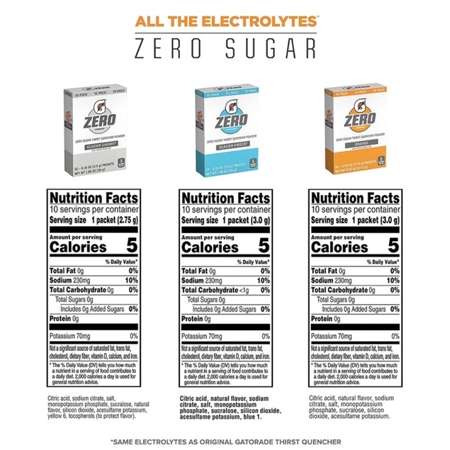 Propel electrolytes / G- Zero, Bột trái cây điện giải, bù nước USA