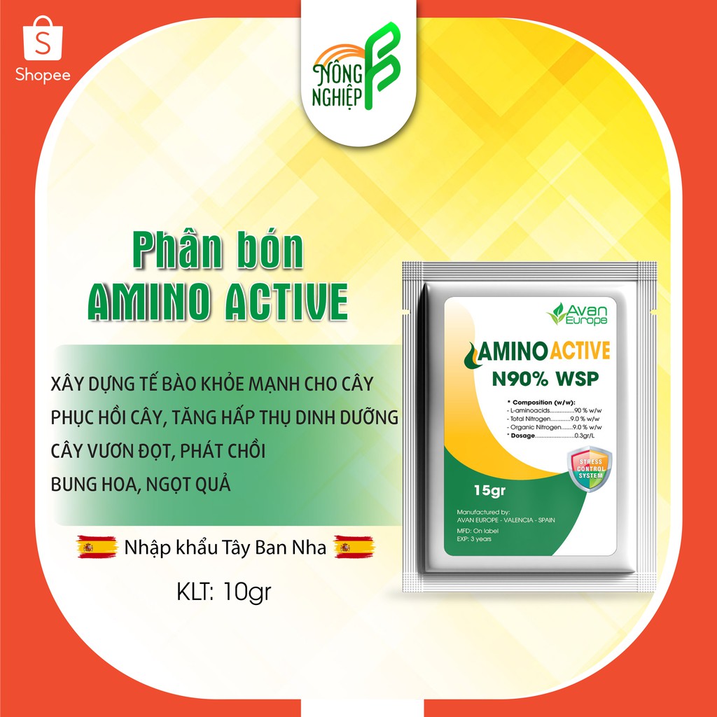 Phân bón Amino Active gói 15gr, Amino Acid 90%, L-Amino Acid 90%, Xây dựng tế bào khỏe mạnh cho cây