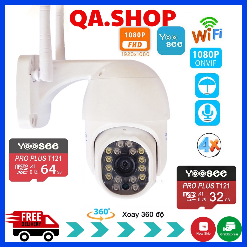 Camera Yoosee PTZ xoay, Full HD siêu nét kèm thẻ nhớ yoosee - Camera trong nhà 36 LED  | BH 6 Tháng