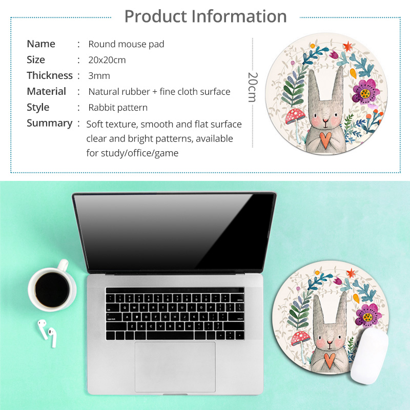 Tấm lót chuột máy tính Ankndo hình tròn họa tiết hoạt hình đáng yêu