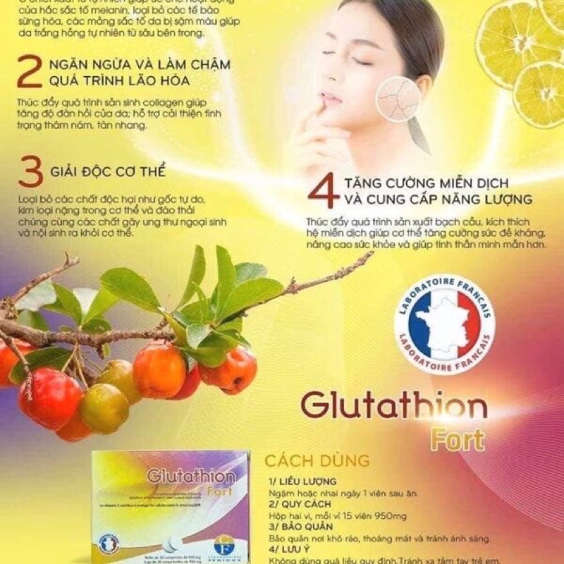 Viên ngậm trắng da Glutathion Pháp hộp 30 viên