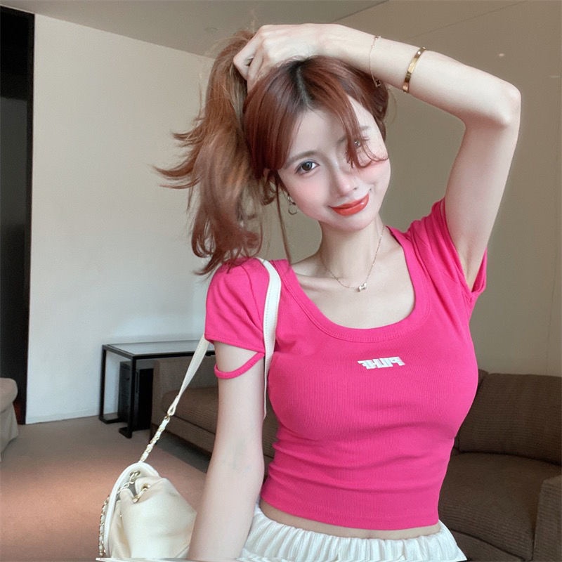Jiashucheng Áo Thun Ngắn Tay Trễ Vai Thời Trang Mùa Hè Xinh Xắn Dành Cho Nữ