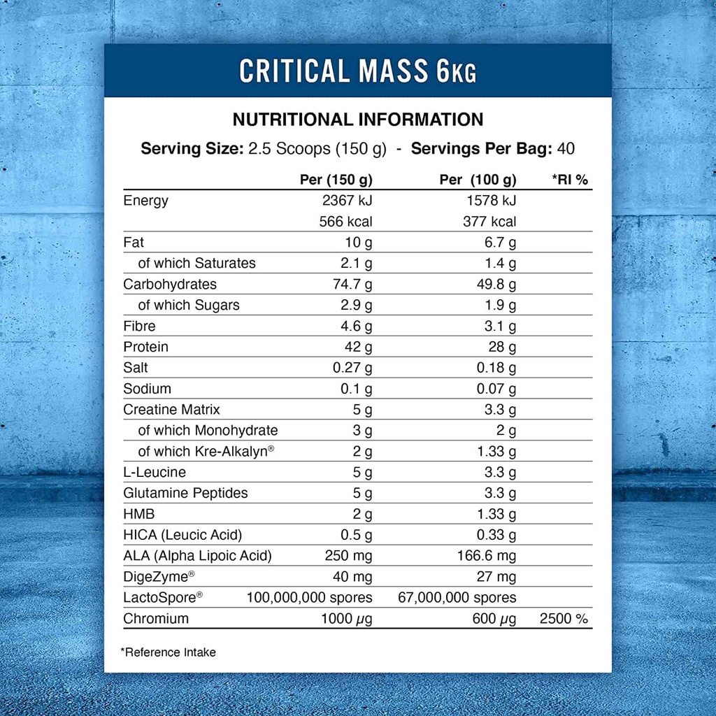  SỮA TĂNG CÂN TĂNG CƠ APPLIED NUTRITION CRITICAL MASS 6KG 40 LẦN DÙNG